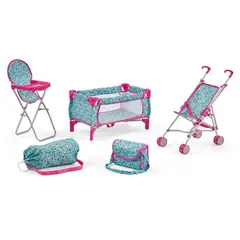 BESTOYS - Coche Muñeca con cuna y silla de comer metalico