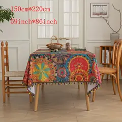 PUREPOWER - Mantel Bohemio Rojo Puntos Polka con Flecos 150x220cm