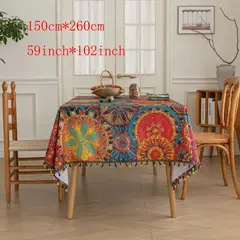 PUREPOWER - Mantel Bohemio Rojo Puntos Polka con Flecos 150x260cm