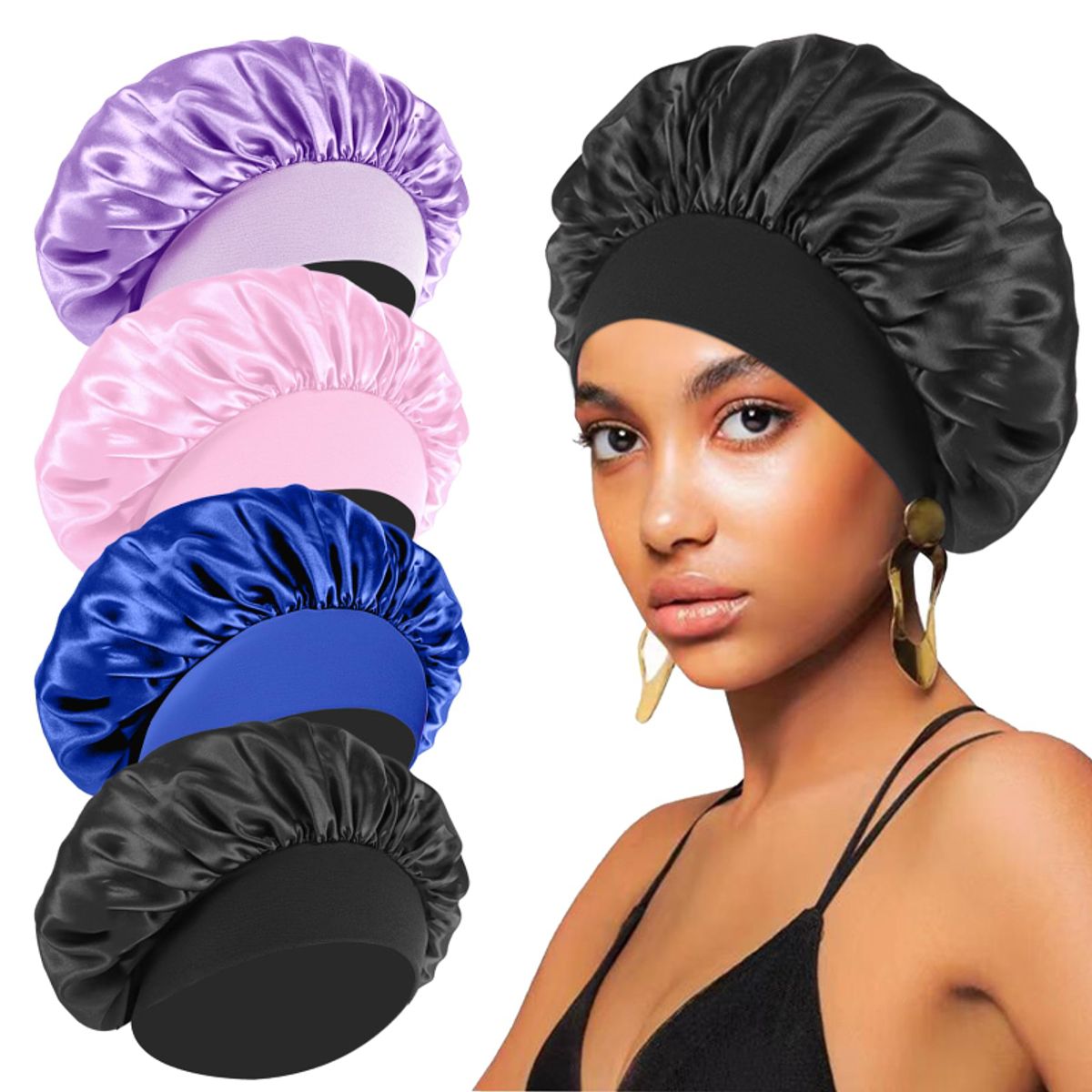 TIOZONEY - 4psc Gorro de Satén para Dormir