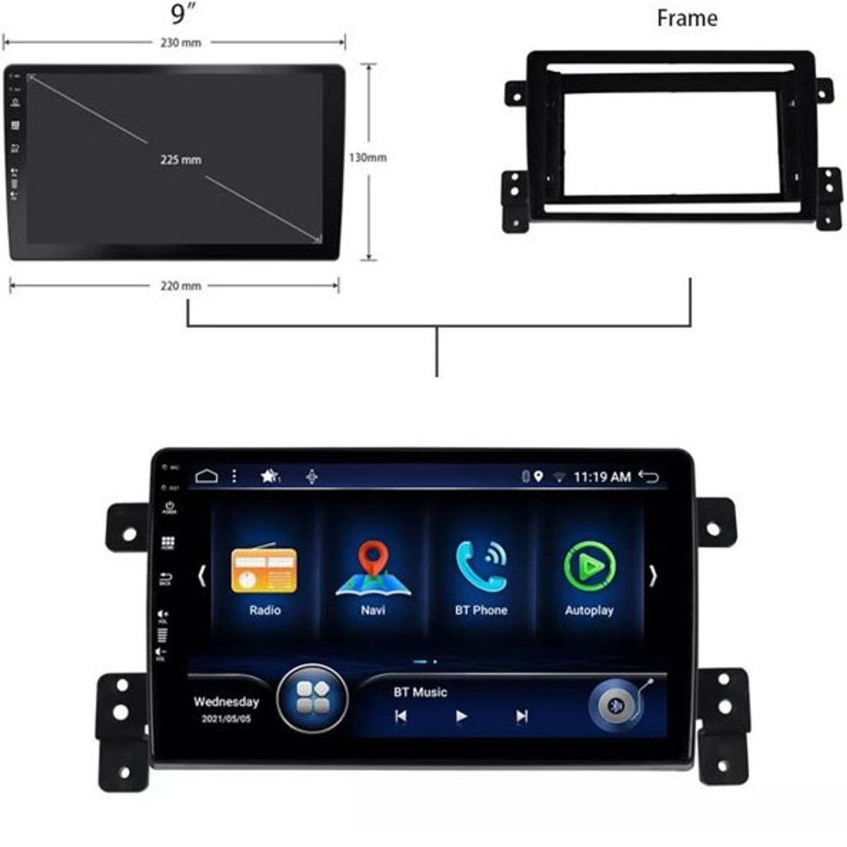 KUANGYE - Adaptador Bisel 9 Pul +arnes Para Suzuki Grand Nomade Vitara
