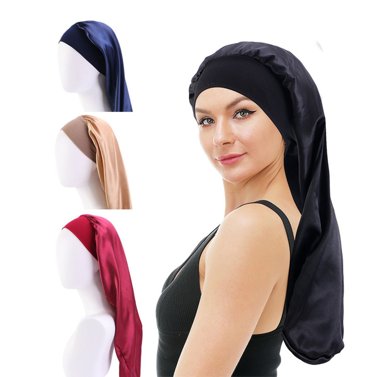 TIOZONEY - 4psc Gorro de Satén para Dormir