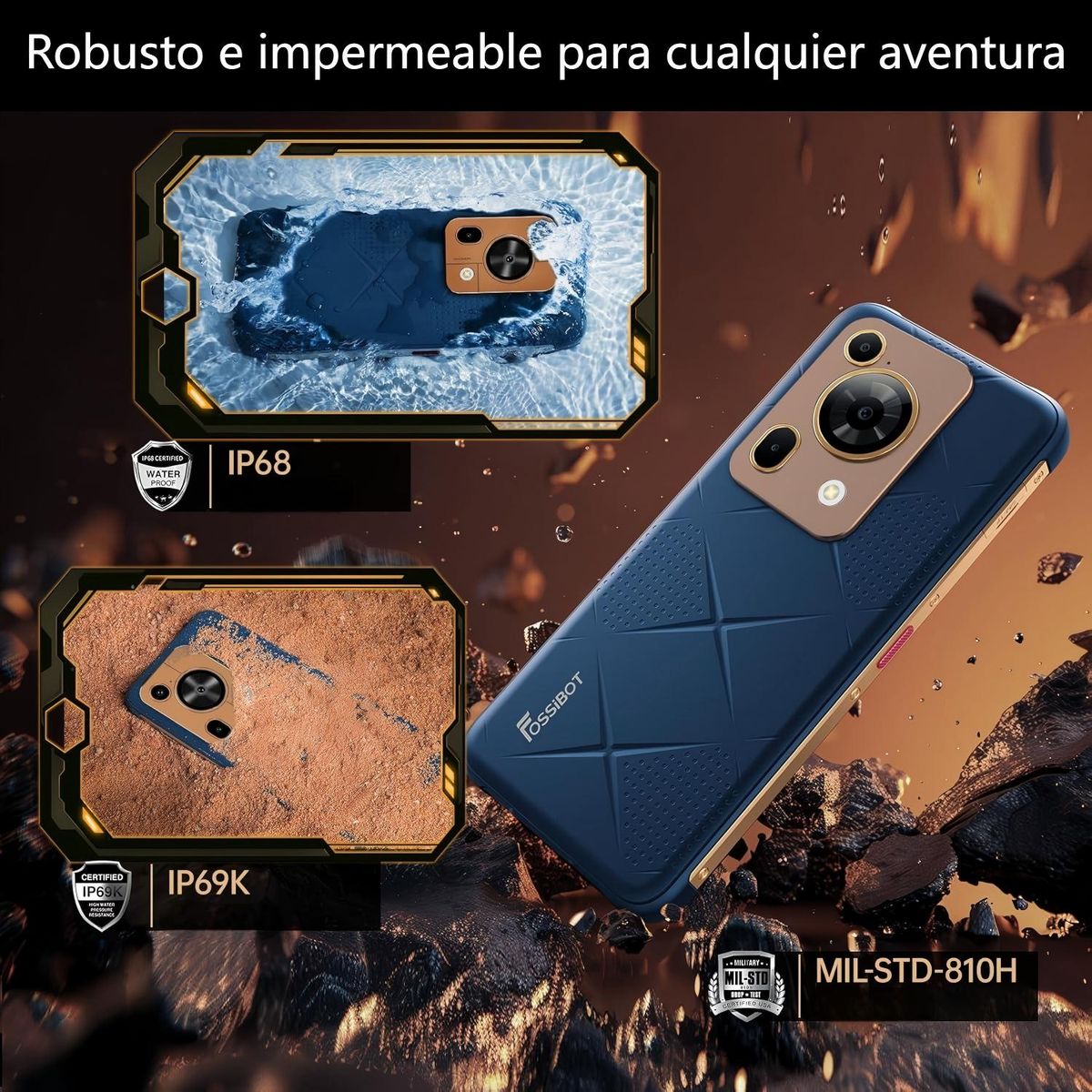 OUKITEL - FOSSiBOT F112 Pro 5G Celular, 24GB+256GB,  Android 14, NFC