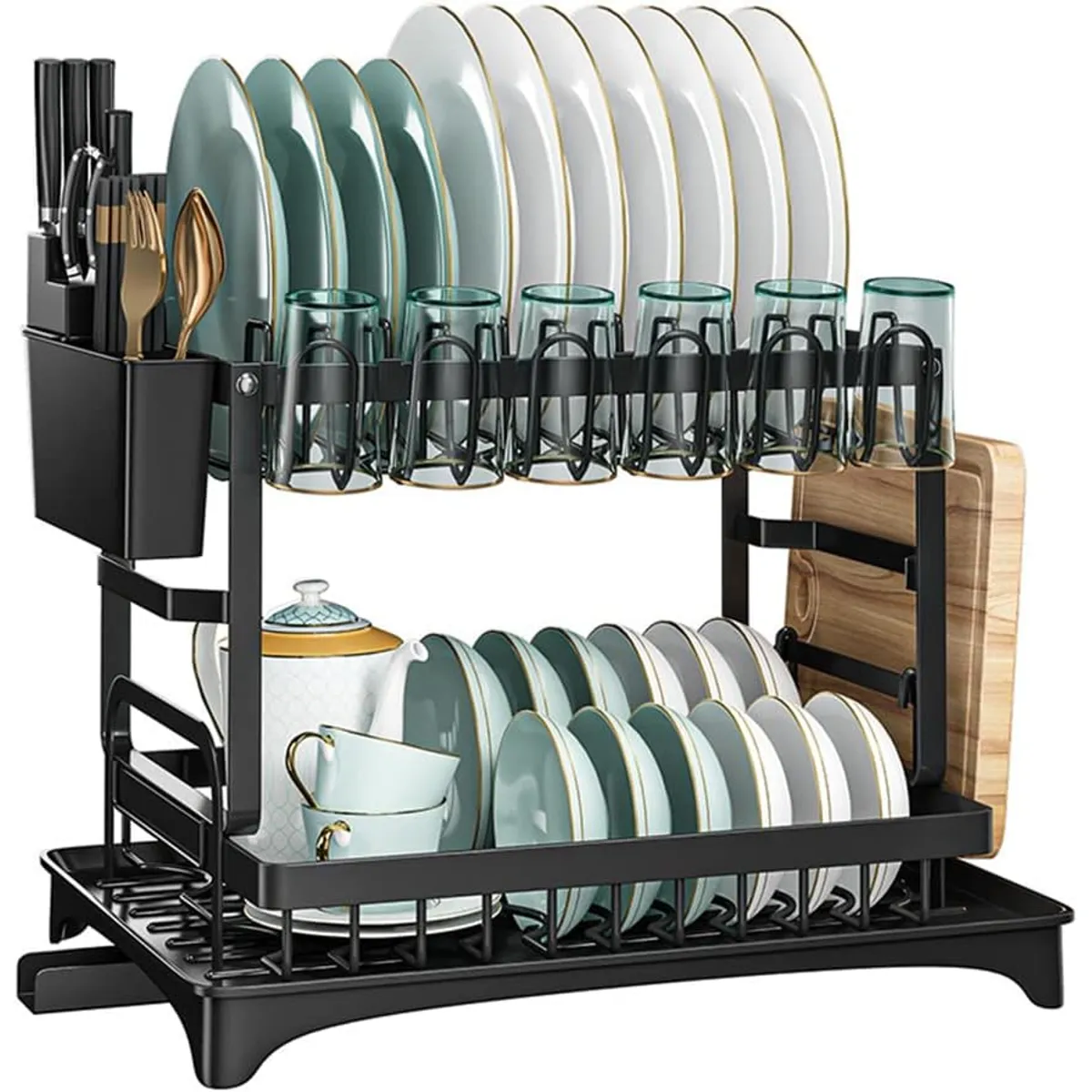 GENERICO - Escurridor de Trastes Acero Inoxidable Sobre Fregadero 2 Niveles