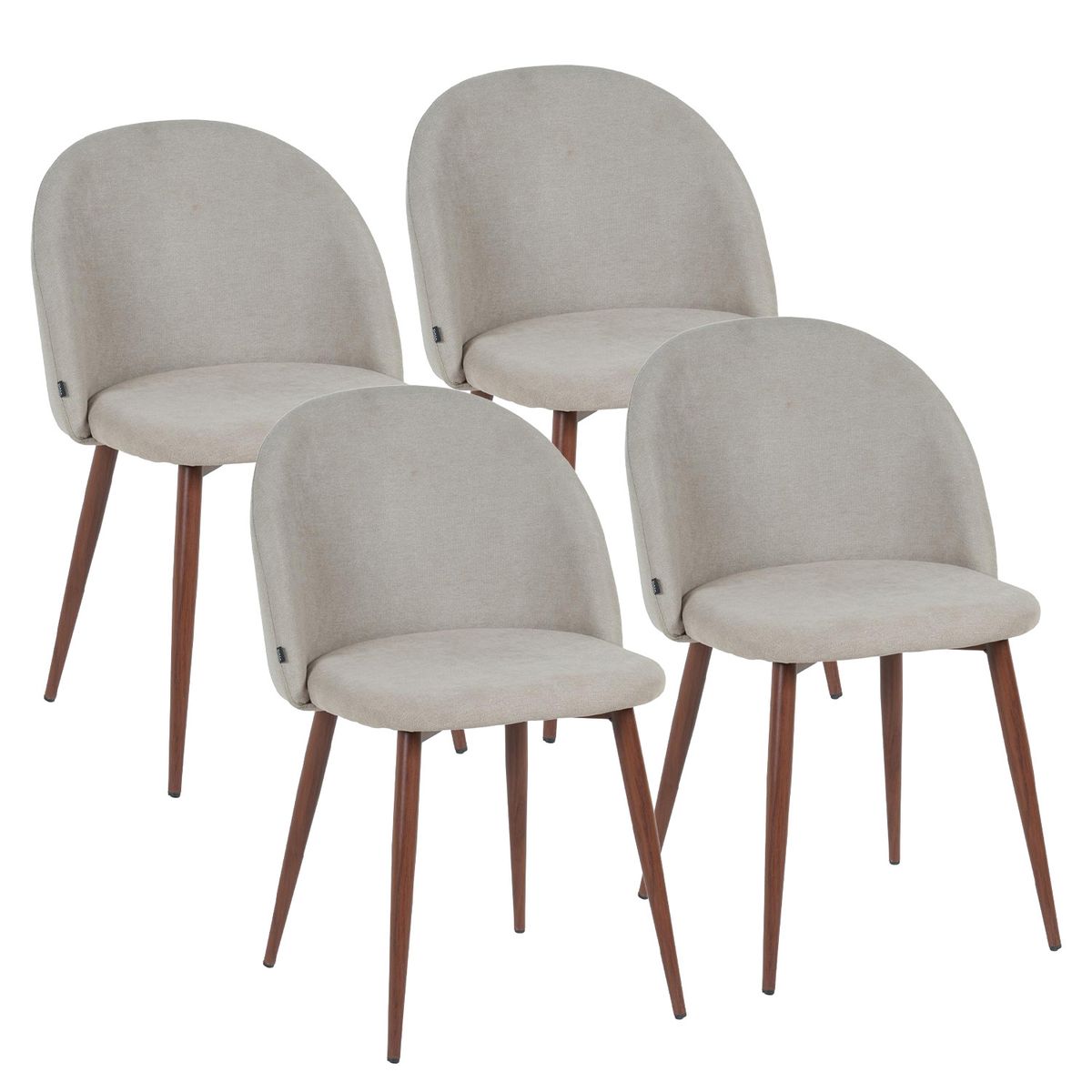 ELEMENT DESIGN - Set 4 Sillas de Comedor Nórdico con Patas Metálicas Tela Crema Neutro