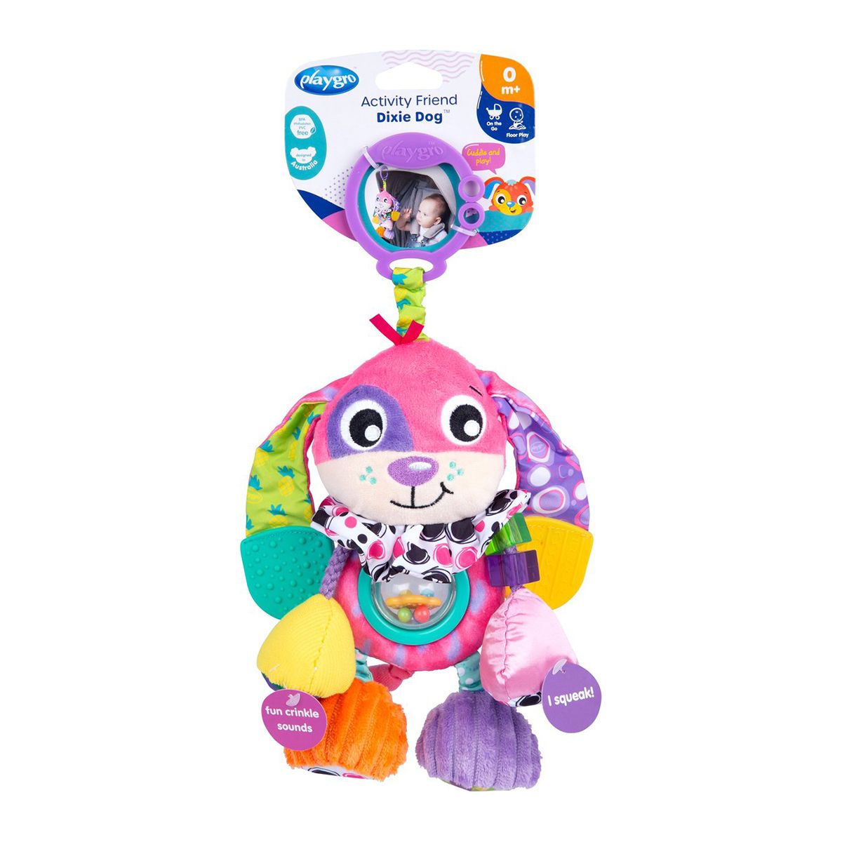 PLAYGRO - Sonajero Colgante Activity Friend Perro Dixie Playgro