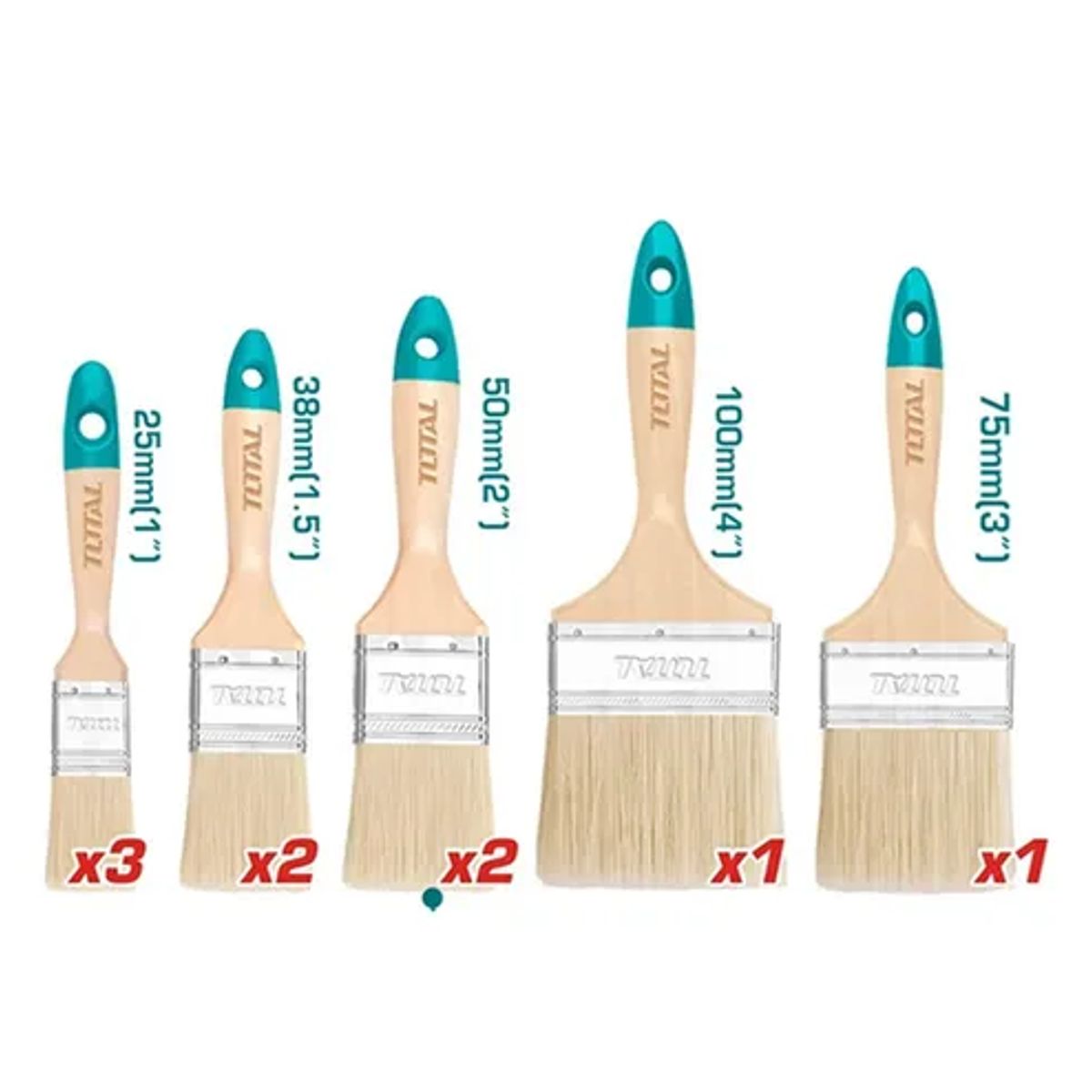 TOTAL TOOLS - Set Juego Brochas Mango De Madera 9 Piezas Total Tht8414091