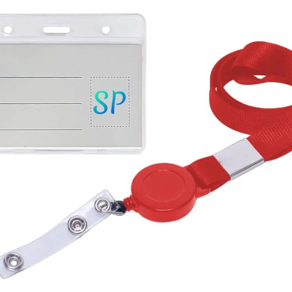 GENERICO - Pack 5 Porta Credenciales Con Lanyard Retráctil 115 x 95 mm