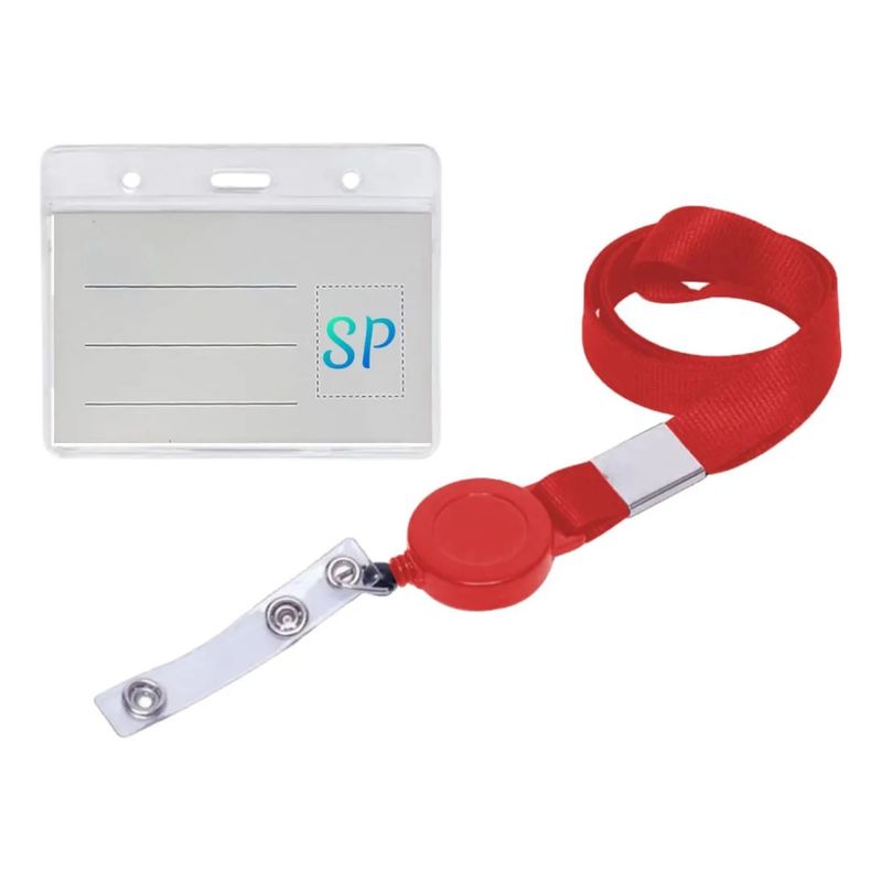 GENERICO - Pack 5 Porta Credenciales Con Lanyard Retráctil 115 x 95 mm