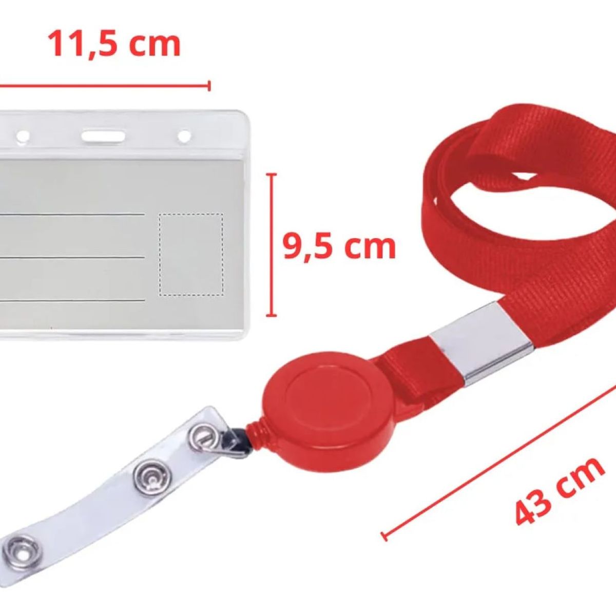 GENERICO - Pack 5 Porta Credenciales Con Lanyard Retráctil 115 x 95 mm
