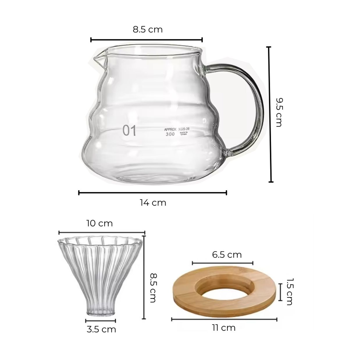 ORCUS - SET CAFETERA V60 300ML 2 TAZAS