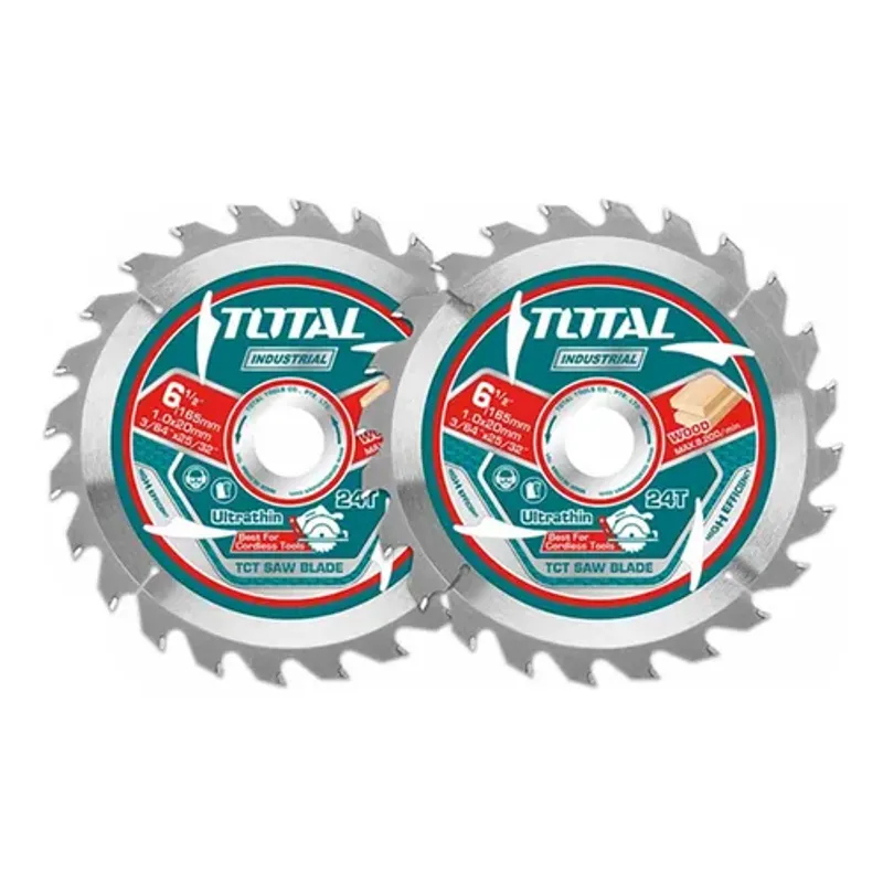 TOTAL TOOLS - Pack 2 Hoja Disco Sierra Circular 6 1/2 24 Dientes Total