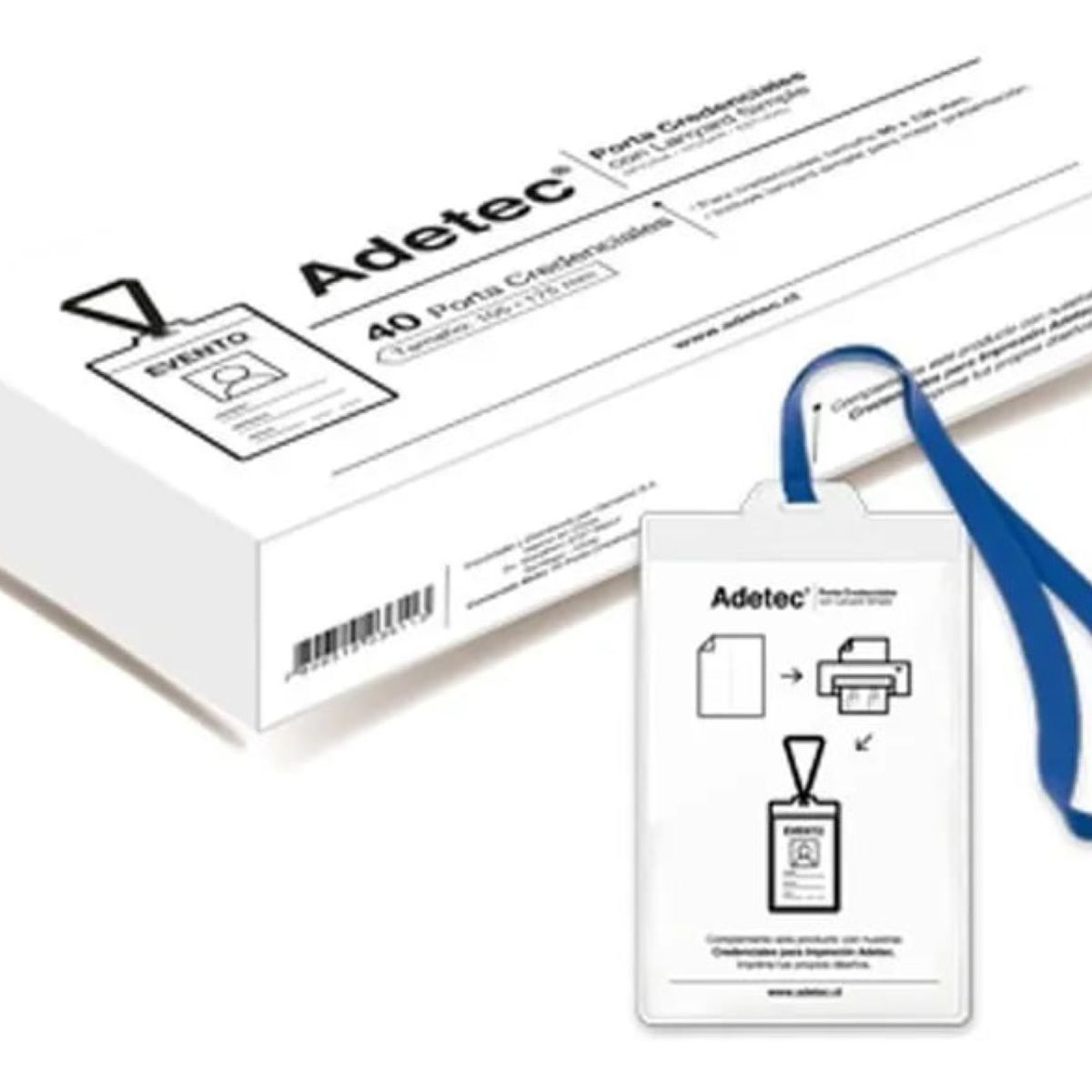ADETEC - 40 Porta Credenciales Con Lanyard Azul Adetec