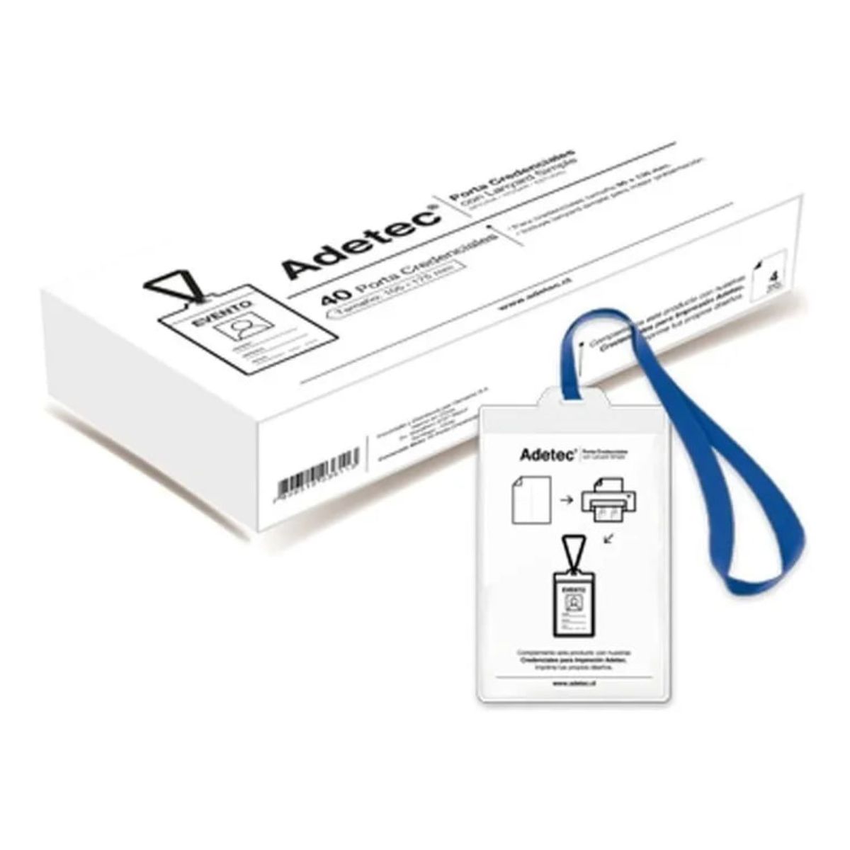 ADETEC - 40 Porta Credenciales Con Lanyard Azul Adetec