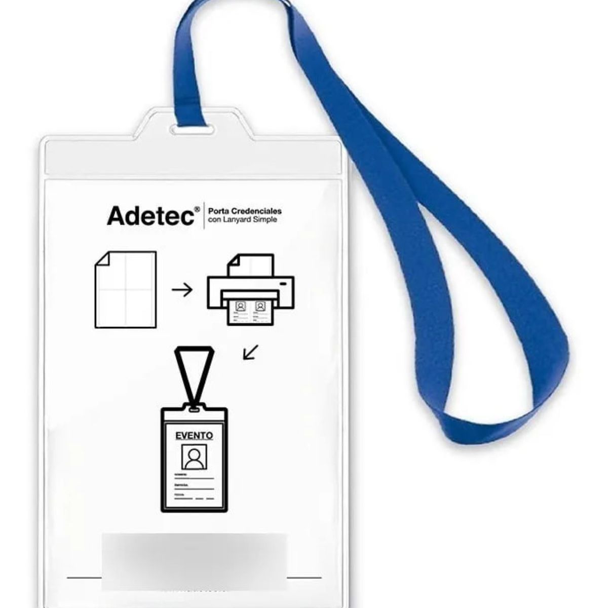 ADETEC - 40 Porta Credenciales Con Lanyard Azul Adetec