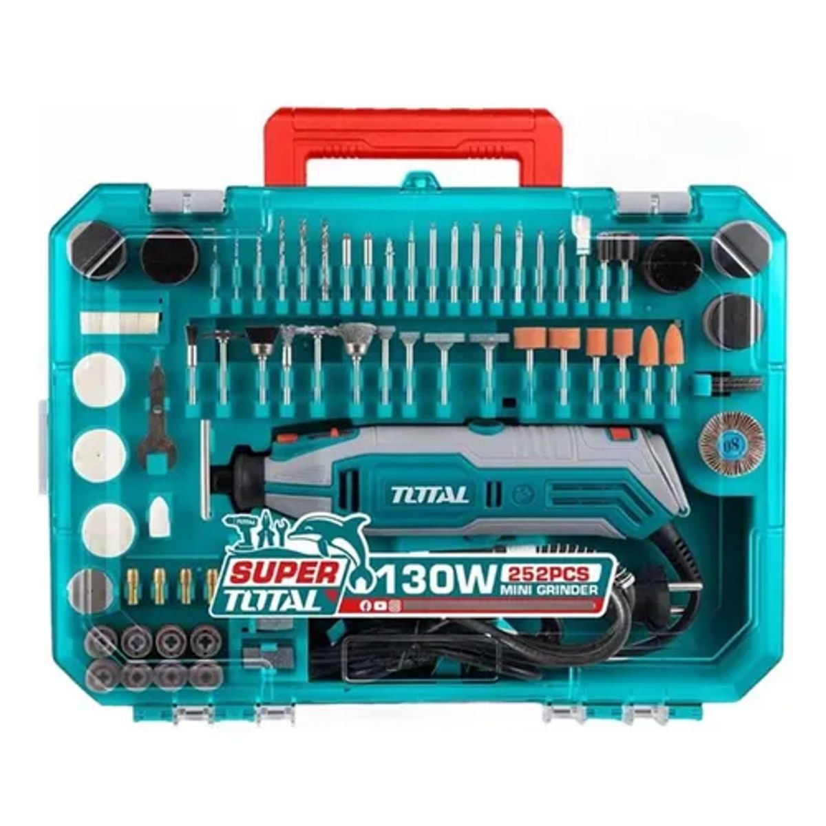 TOTAL TOOLS - Herramienta Rotativa Mini Torno Multiuso+252 Acc 130w Total