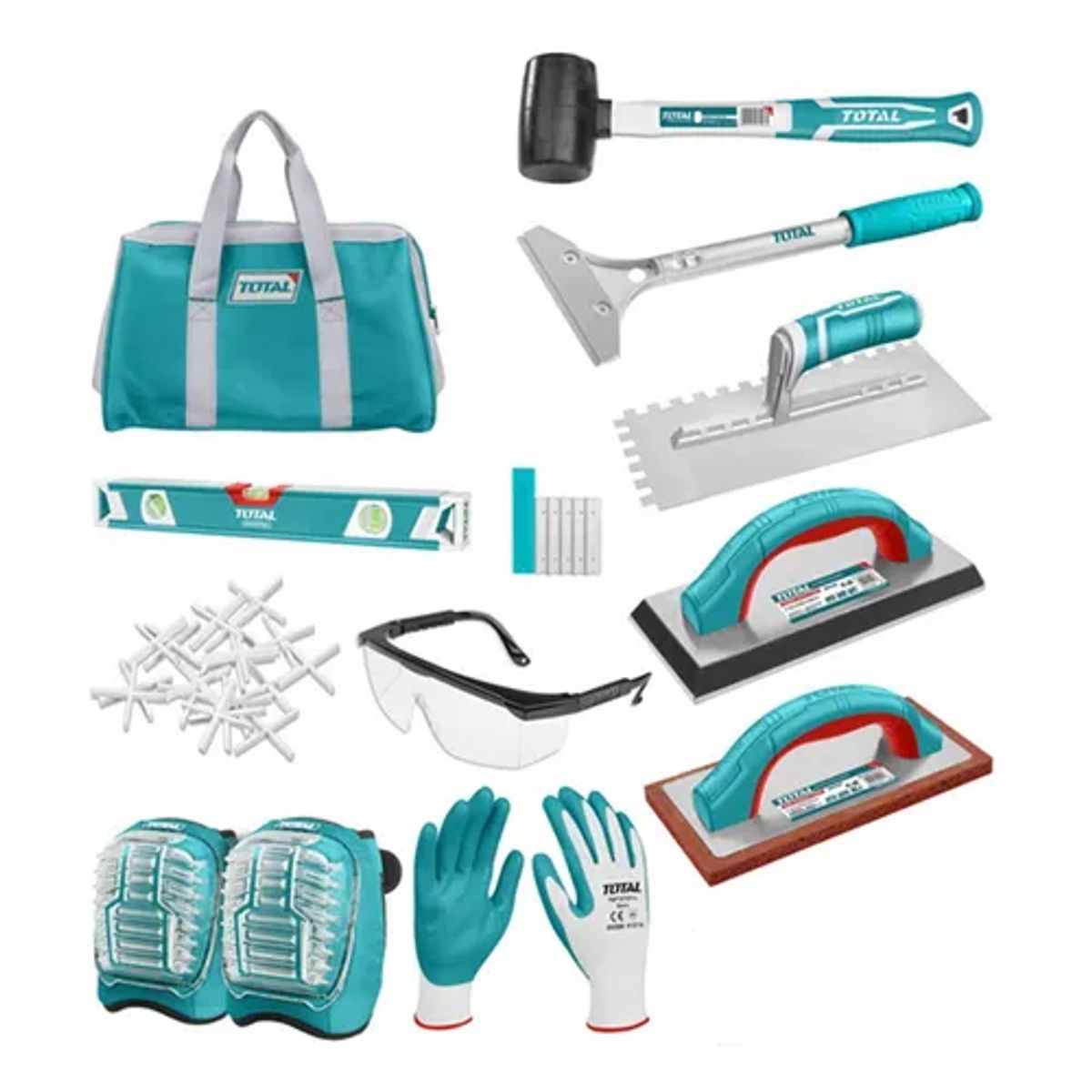 TOTAL TOOLS - Set Herramientas Manuales Para Construcción 11 Piezas Total