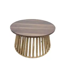 OEM - Mesa De Centro Mesa Lateral Base Mimbre Deco Boho Pequeña