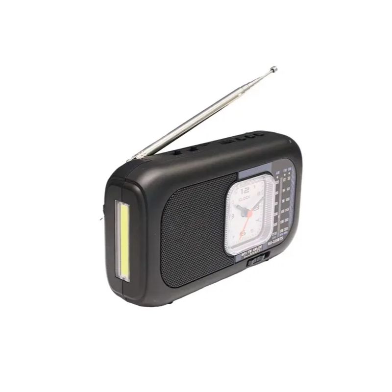 GENERICO - Radio Portátil Fm/am 3 Bandas Con Reloj Linterna Color Negro