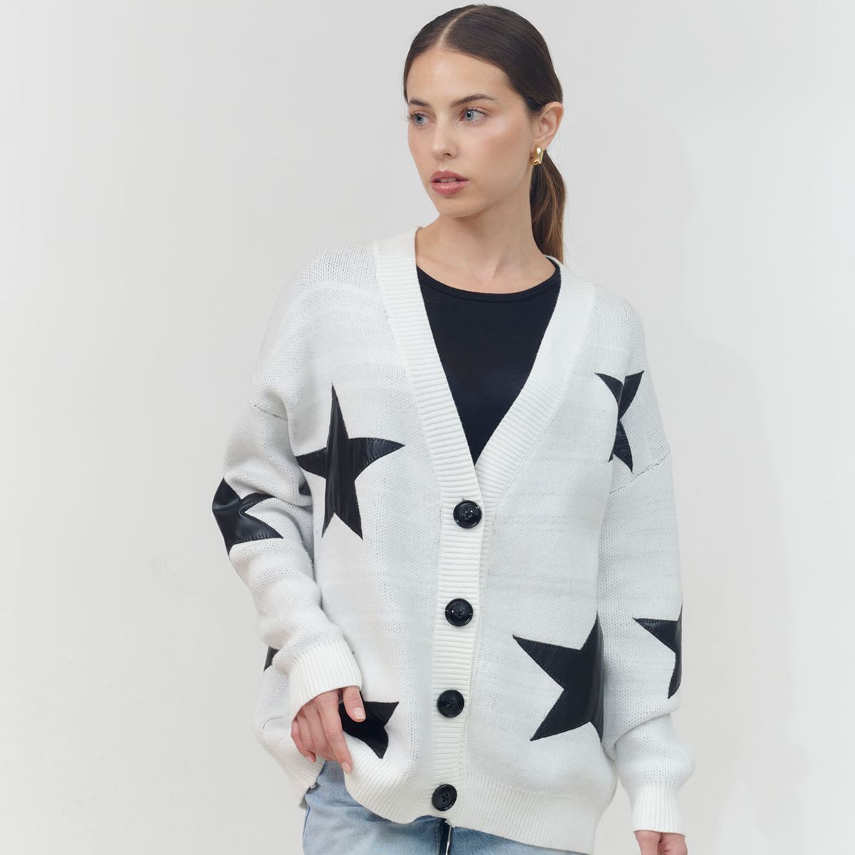 GUINDA - Chaleco con botones y estrellas en cuero SORE GUINDA