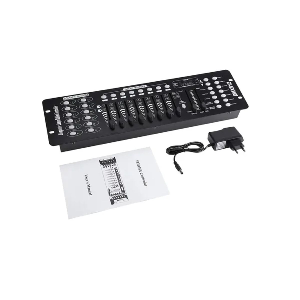 GENERICO - Controlador de iluminacion Dmx 512 con 192 Canales Color Negro