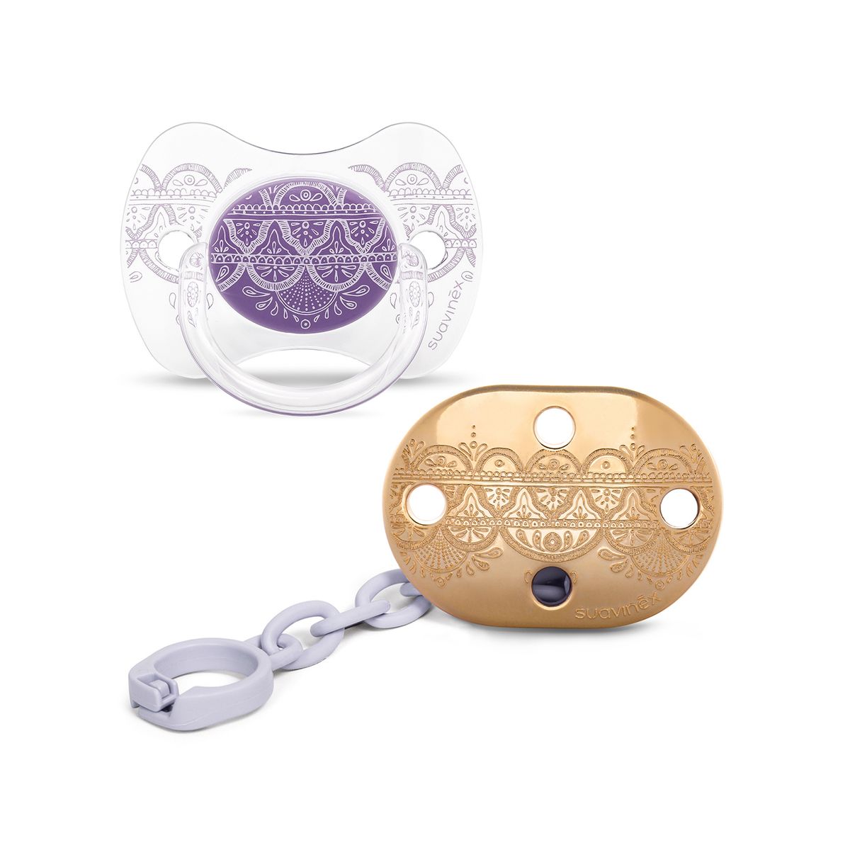 SUAVINEX - CHUPETE+BROCHE PREMIUM FISIOLÓGICO SILICONA 4-18M LILA