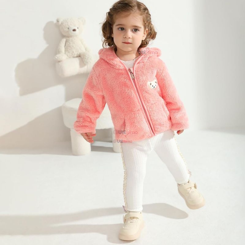 JUMP KIDS - Chaqueta Polar con Capucha Niña Animalitos Rosada