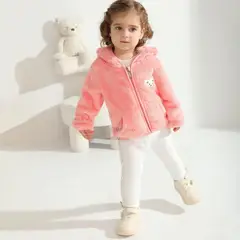 JUMP KIDS - Chaqueta Polar con Capucha Niña Animalitos Rosada