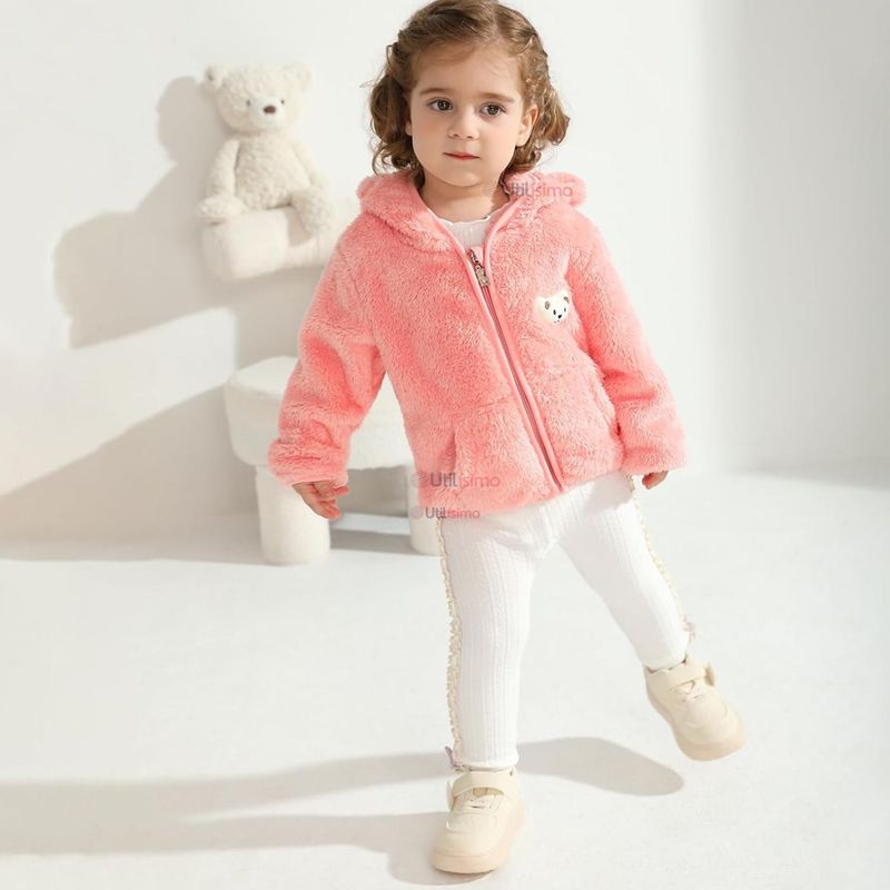 JUMP KIDS - Chaqueta Polar con Capucha Niña Animalitos Rosada
