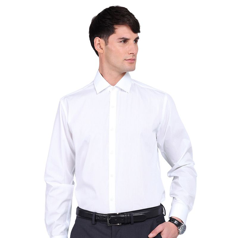 VAN HEUSEN - Camisa Blanca Slim Fit Hombre Formal Sin Bolsillo Cuello Italiano