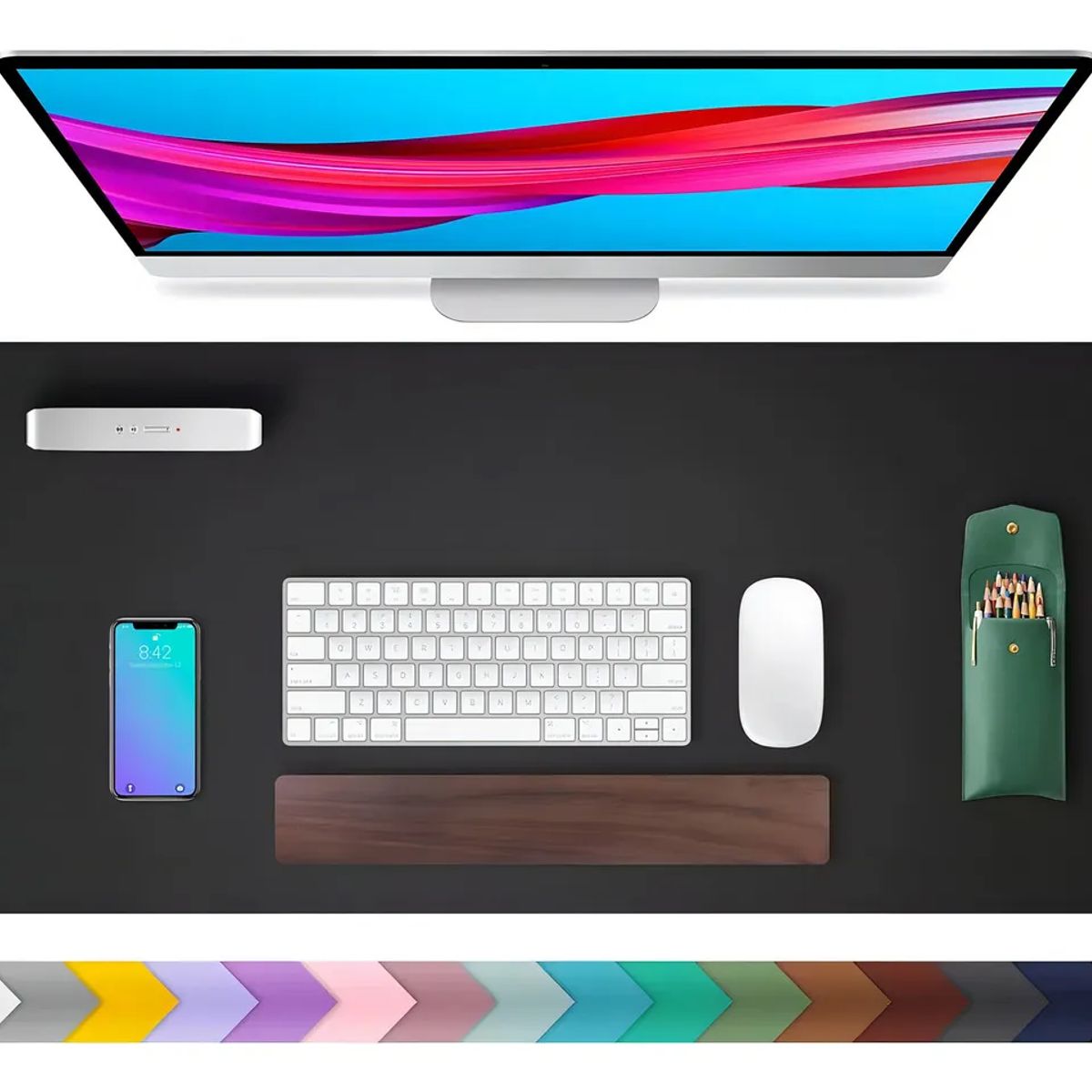 COMPUTECH - Alfombrilla Mousepad Cuero Cubierta Escritorio 80x40 Cm Color Negro