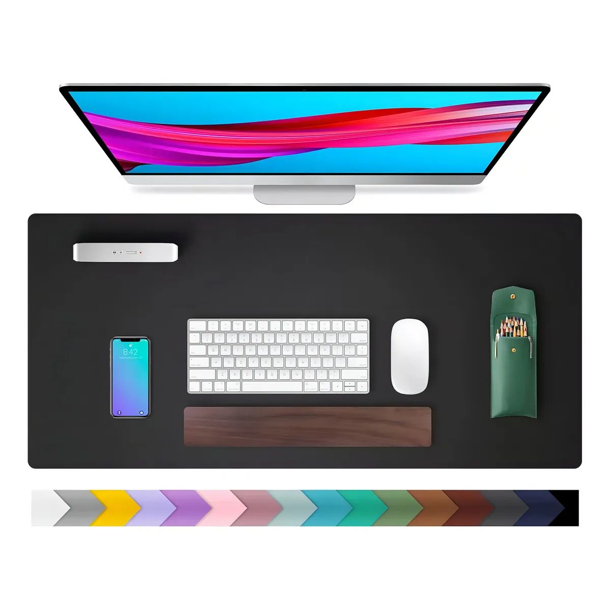 COMPUTECH - Alfombrilla Mousepad Cuero Cubierta Escritorio 80x40 Cm Color Negro