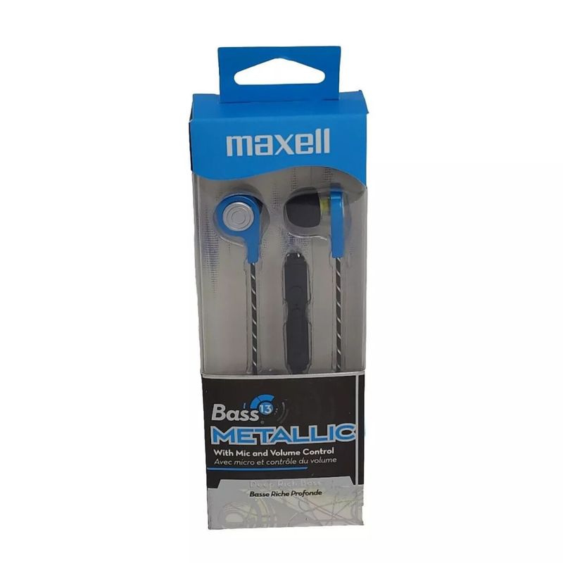MAXELL - AUDIFONOS MANOS LIBRES MAXELL BASS13 METALLIC SEB-BLUE AZUL