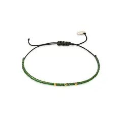 ZAZU - Pulsera Verde Militar con mostacillas bañadas en oro