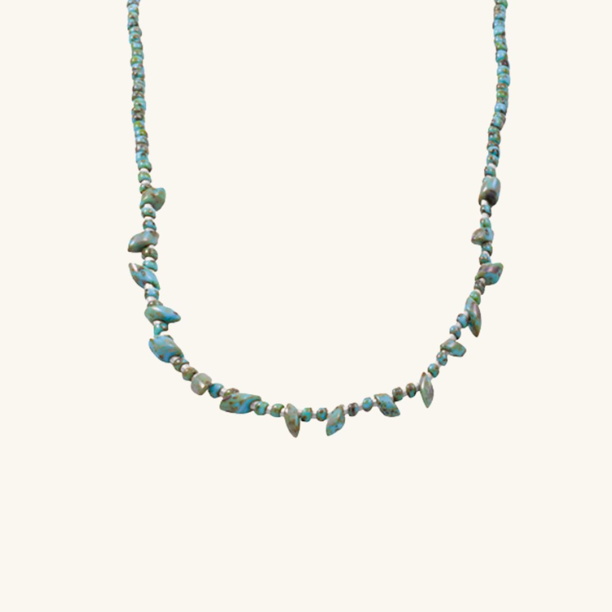 ZAZU - Collar Irregular Turquesa Picasso y Plateado