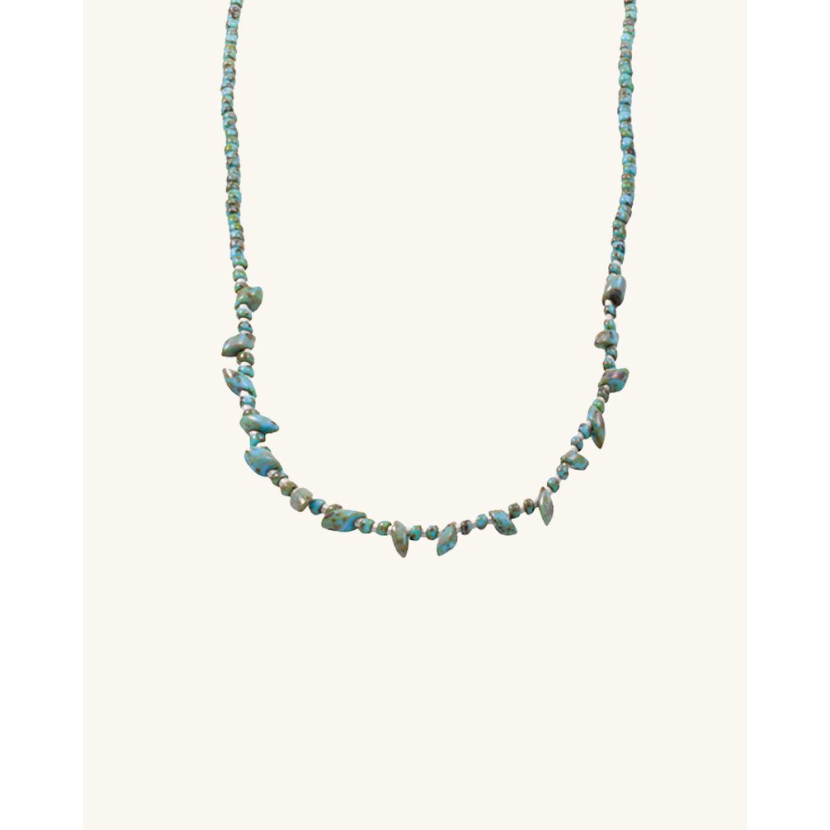 ZAZU - Collar Irregular Turquesa Picasso y Plateado