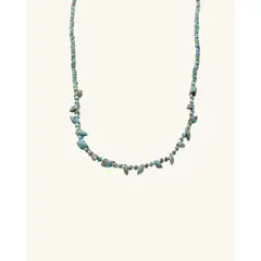 ZAZU - Collar Irregular Turquesa Picasso y Plateado