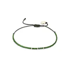 ZAZU - Pulsera Verde Militar con mostacillas de plata
