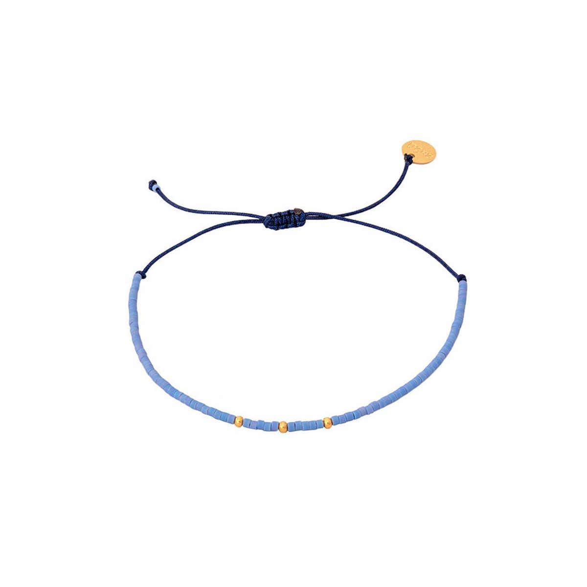 ZAZU - Pulsera Azul Violáceo con Mostacillas Bañadas en Oro