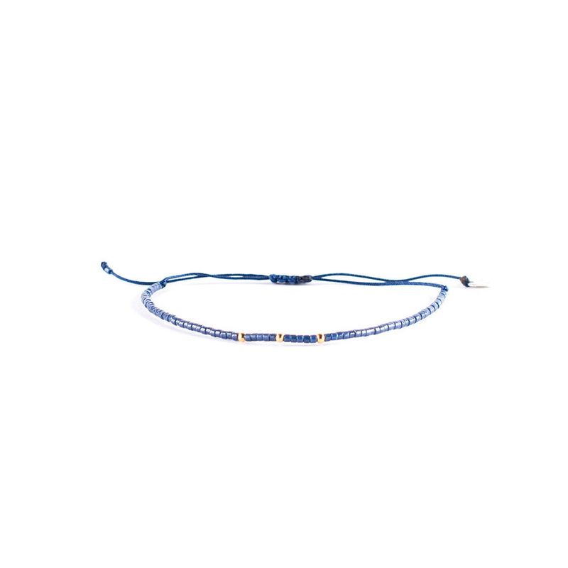 ZAZU - Pulsera Azul Acero con Mostacillas Bañadas en Oro