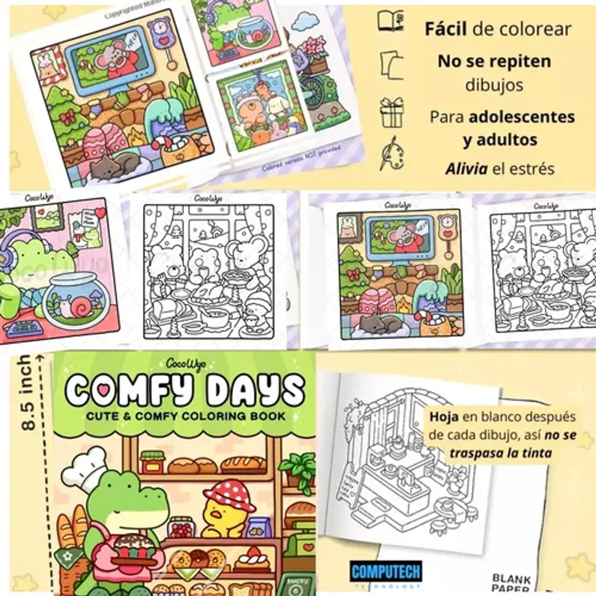 COMPUTECH - Libro Para Colorear Coco Wyo Comfy Days - Original