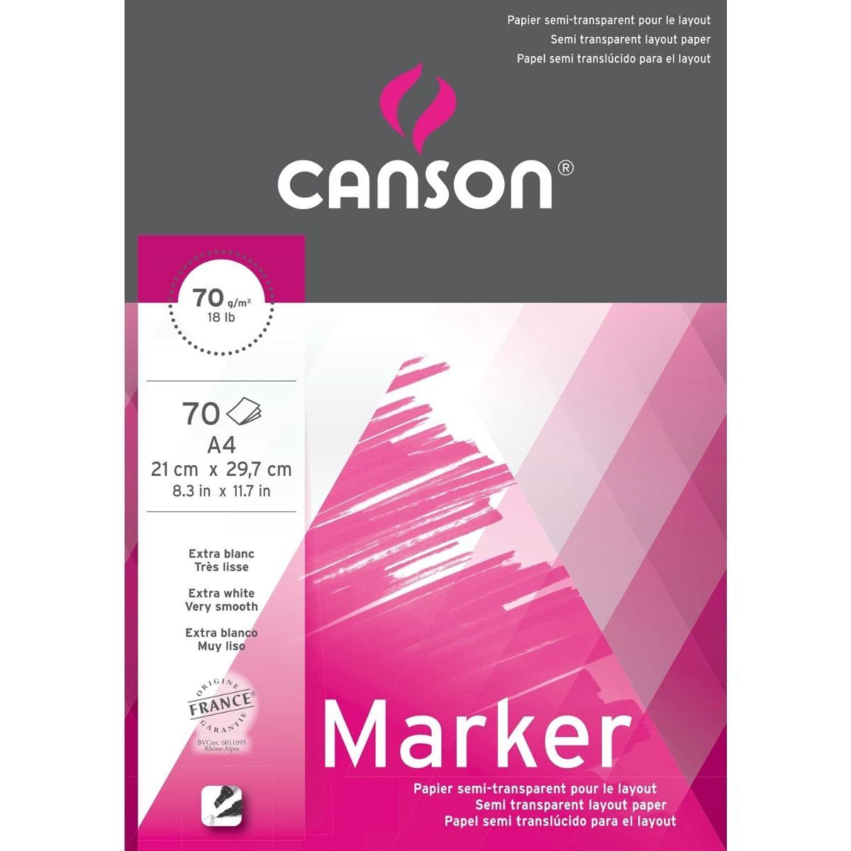 CANSON - Block Marcadores Canson 70gr A4 70 Hojas