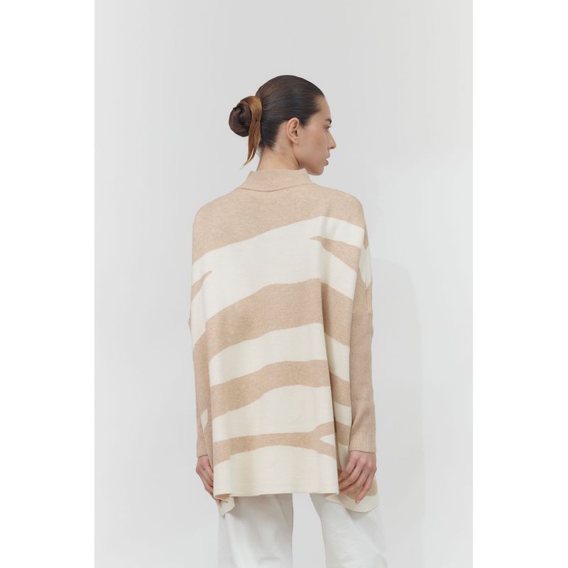 GUINDA - Sweater cuello medio en duo colores Dora Guinda