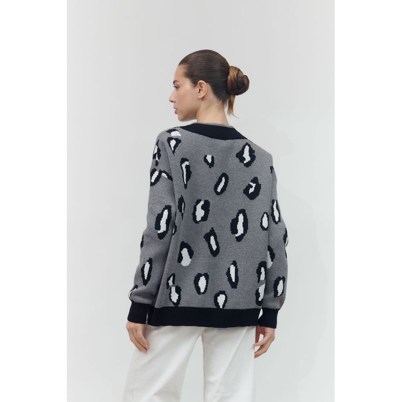 GUINDA - Chaleco con botones dorados estampado leopardo KORI GUINDA