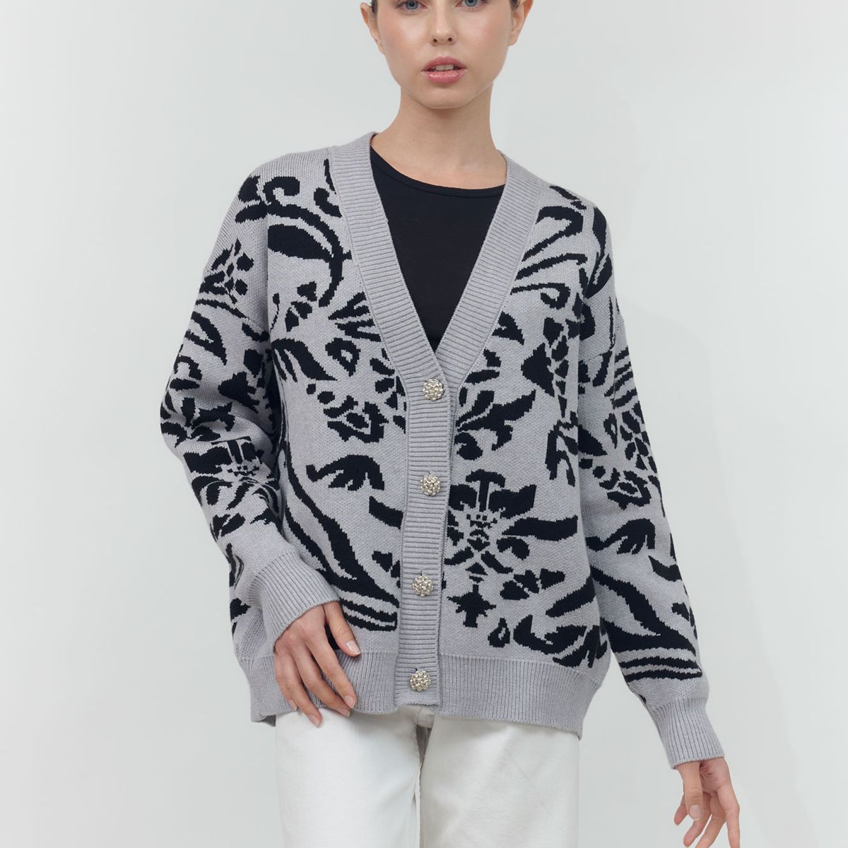 GUINDA - Chaleco con botones de joya AIRA GUINDA