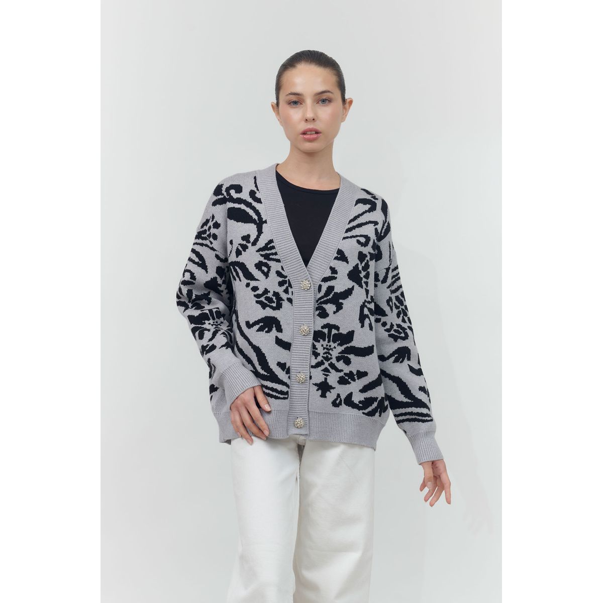 GUINDA - Chaleco con botones de joya AIRA GUINDA