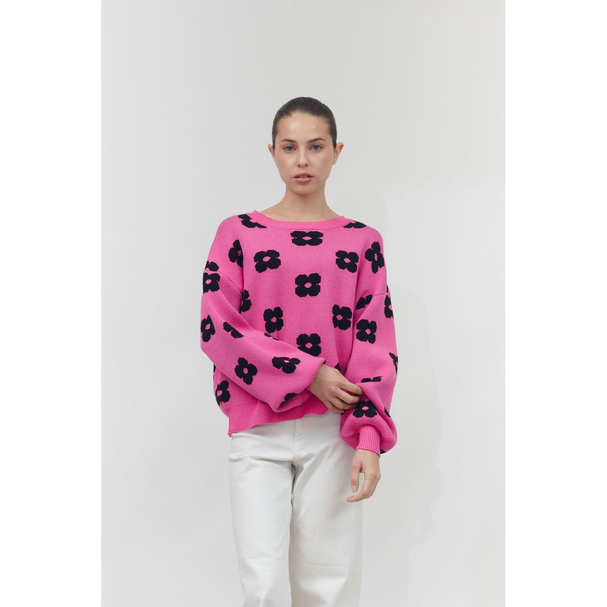 GUINDA - Sweater cuello redondo manga aglobada Loona Guinda