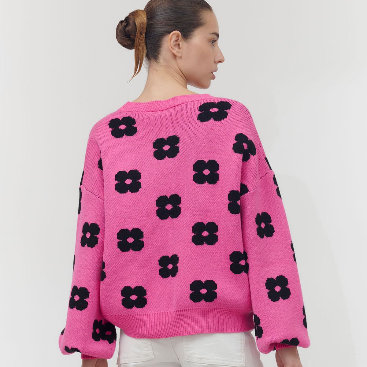 GUINDA - Sweater cuello redondo manga aglobada Loona Guinda