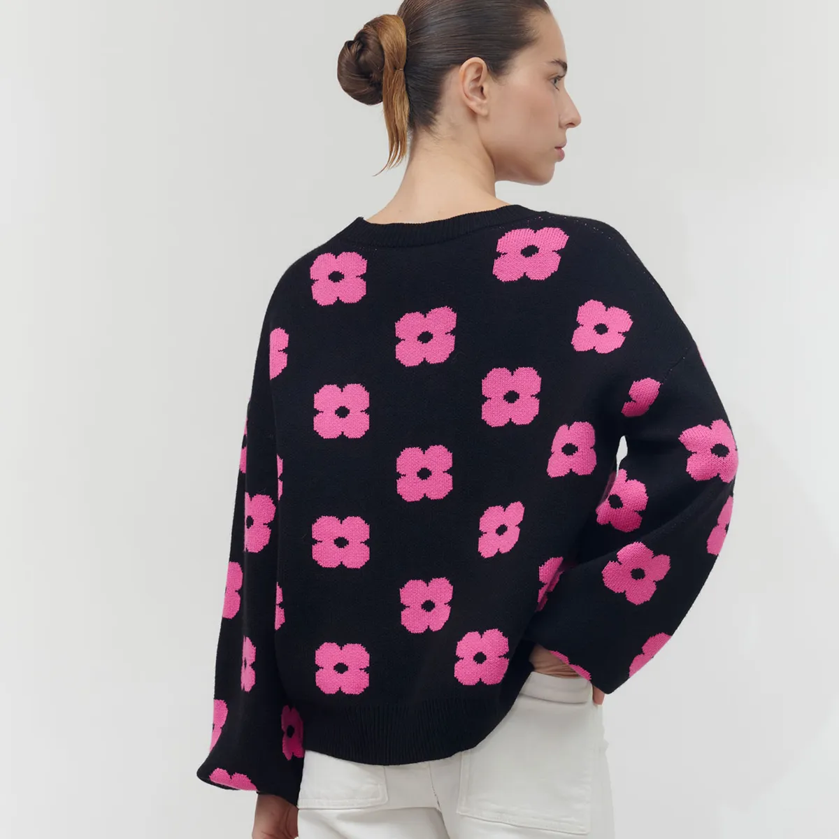 GUINDA - Sweater cuello redondo manga aglobada Loona Guinda