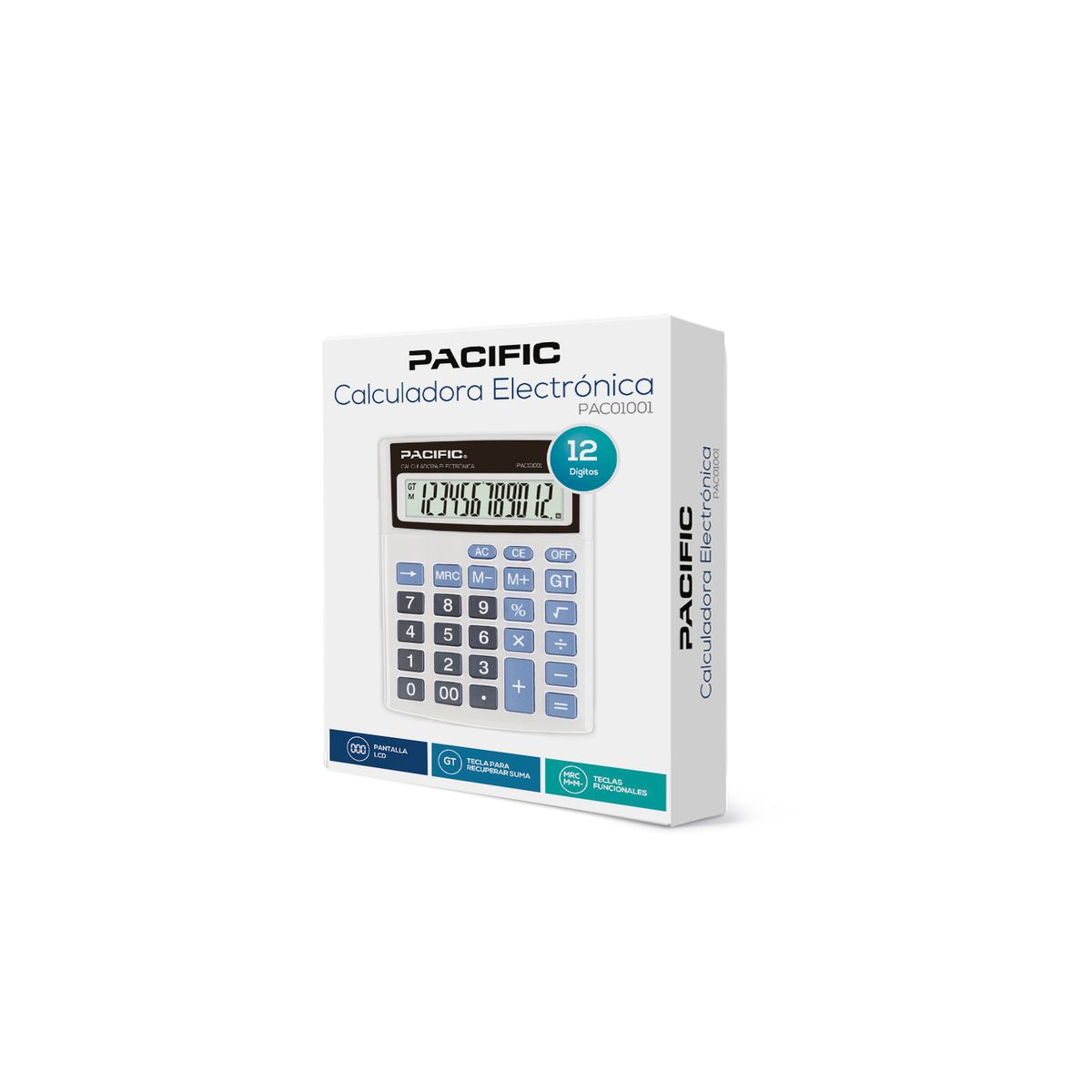 PACIFIC - Calculadora Electrónica 12 Dígitos Pantalla Lcd - Ps